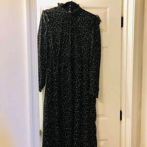 Black and white floral midi dress